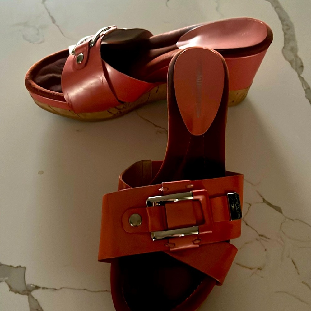 Orange leather sandals